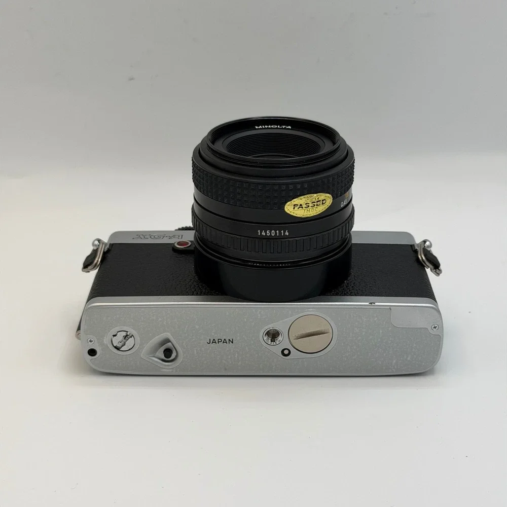 Minolta XG-A 35mm SLR Film Camera with MD 50mm 1:2 Lens Case and Manuals Parts